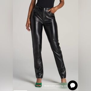 American Tall Black True Touch Straight Leg Leather Pants
